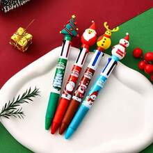 16pcs Festive Christmas Pencils - 4 Colorful Round Ballpoint Pens With Santa, Reindeer, Snowman & Tree Designs, Ideal For Holiday Gifts, Prizes, And Party Favors, Christmas Pencils|Festive Pens|Gifts|Decorative Pens - Black - View 8