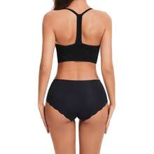 Caterlove Women's High Waisted Seamless Underwear No Show Panties Wave Edge Hipster Breathable Full Coverage Bikini 6 Pack - 6PackC - 查看 7