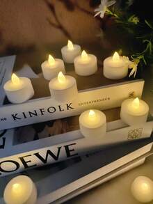 6/12/24 PCS Flameless Candle Lights With Timer/Remote Control, LED Tea Lights, Electric LED Candles, 3D Flickering Flame Candles, Long Burning Time, Wishing Candles, Suitable For Seasonal, Proposal, Party, Halloween, Christmas, Living Room, Party Decor, [Energy Efficiency Class A++] - 暖白光 - 查看 7