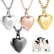 Small Heart Cremation Jewelry For Ashes Stainless Steel Memorial Urn Pendant Four-Color Heart Keepsake Jewelry For Women - Heart Shaped Dog Paw - View 8