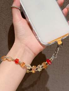 Correa de muñeca desmontable de cristal de lujo y alta gama, funda de teléfono, llavero de coche, colgante de bolso