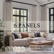 6 Panels Natural Pinch Pleated Semi-Shading Curtains Textured Linen Blended Window Curtains For Living Room Bedroom Pinch Pleat Drapes With Hooks - Lanh - Xem 1