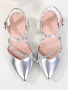 2025 New Arrival Casual Fashion Chunky Heel Sandals For Teenagers, Campus Students, Spring/Summer, All Season - Silver - View 14