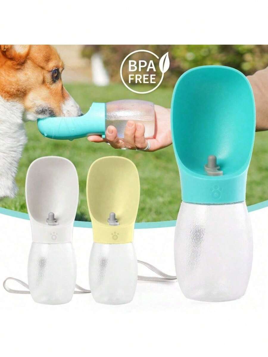 便携式宠物水碗，适用于猫狗，防漏幼犬饮水器，户外宠物饮水喂食杯，狗狗户外旅行水瓶（灰白色）