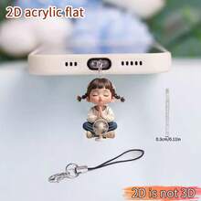 1pc Cute Pouting Girl 2D Acrylic Anti-Dust Plug - Adorable Phone Charm Pendant With Lobster Clasp Lanyard, Versatile Uses, Protects Phone Charging Port, Compatible With Type-C/Lightning, Ideal Gift For Friends