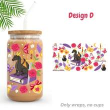 Romantasy Book Lover Fantasy Bookish Booktok UV Dtf Wraps For 16 Oz Glass Can Cup, Magical Fairy Tale Witch Dragon Uv Dtf Cup Wraps For Glass Cup Bottle Tumbler Mug, Dark Academia Reader Waterproof Uvdtf Cup Wraps For Laptop Diy Craft Decorations, Uv Dtf Decals Water Bottle Stickers