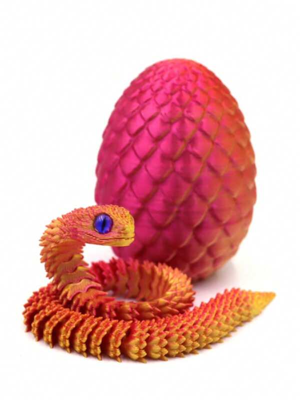 Estátua de cobra encaracolada - brinquedo de cobra macia e balançante impresso em 3D, design de criatura mítica, brinquedo para alívio do estresse, ovo de Páscoa, Halloween, Natal, presente de Ação de Graças, adequado para maiores de 14 anos (cor dos olhos aleatória, brinquedo inquieto, brinquedo, brinquedo sensorial)