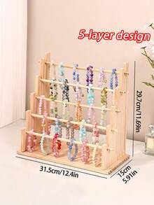 1 st smyckesställ i trä, armbands- och halsbandsställ, flerskiktad förvaringshållare för armband, ringar, örhängen, halsband, minimalistisk naturlig trädesign, oumbärlig för smyckesorganisation i hemmet