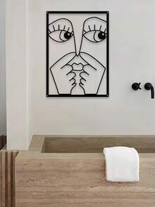 1 peça de arte de parede de metal com clipe de nariz engraçado, arte de linha de banheiro minimalista e elegante, decoração de banheiro humorística, decoração de banheiro de hóspedes, arte de linha de metal para pendurar na parede, arte e artesanato