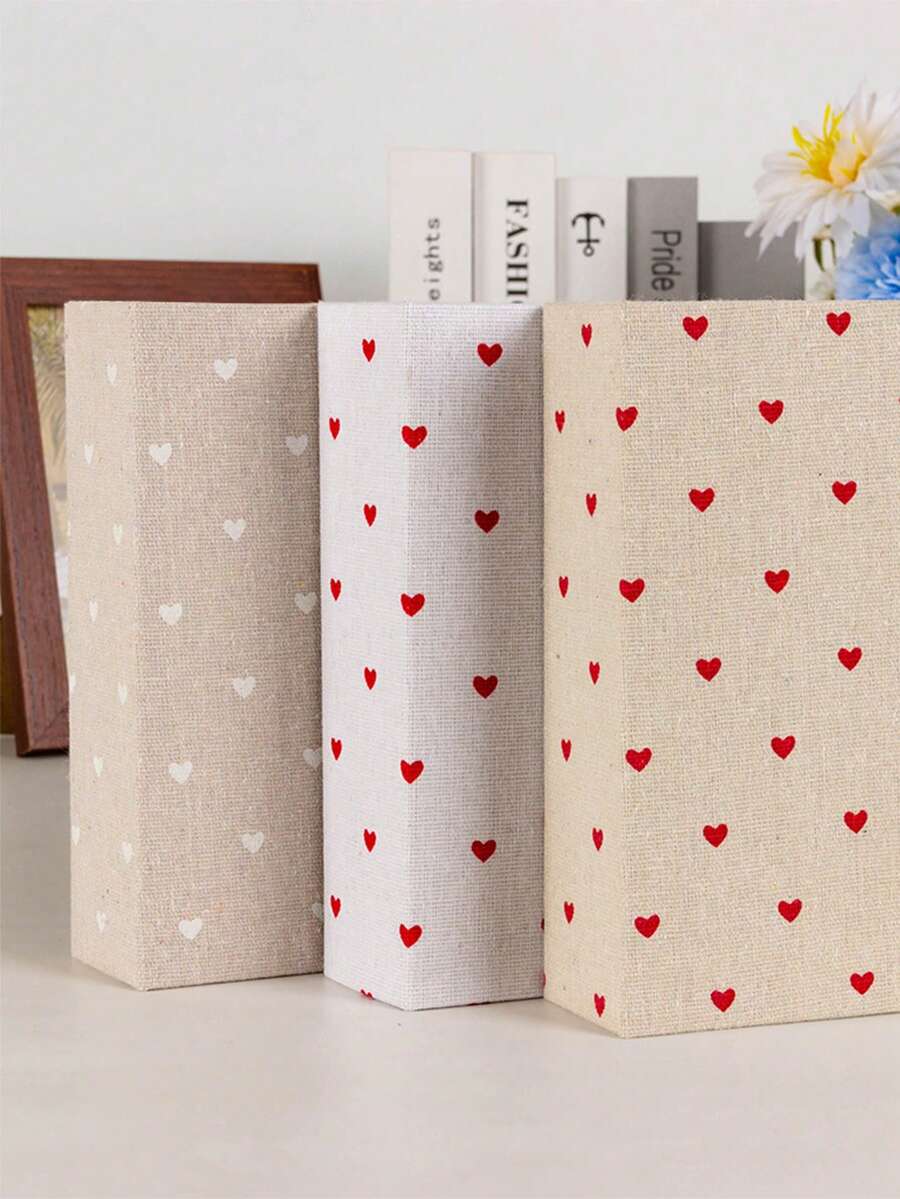 1pc 6" Red Heart Shaped Photo Album, Can Hold Up To 100pcs 6" Photos, Postcards, Memorabilia, Baby Photos Storage,Back To School,School Supplies - Multicolor - View 1
