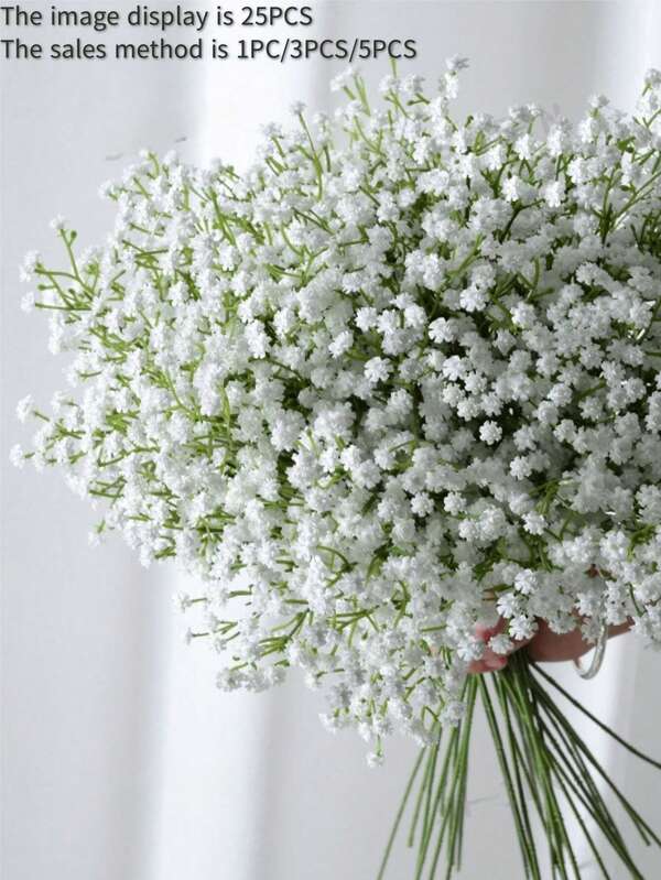 1pc/3pcs/5pcs/6pcs/10pcs White Gypsophila Artificial Flowers, Fake Baby's Breath Bulk Bouquet Including Plastic Stems, Suitable For Home Decoration, Tabletop Decoration, Diy Flower Arrangements, Wedding & Festival Party Decorations,Room Decor(Styles Are Random)