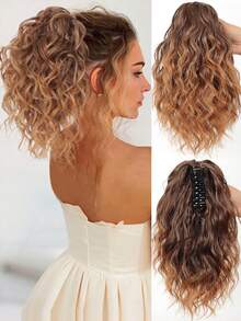 Tóc giả đuôi ngựa dài 14 inch có dây rút, màu nâu nhạt và vàng bạch kim pha trộn, sợi tổng hợp, kiểu xoăn. - Nhiều màu - Xem 24