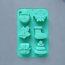 6腔圣诞老人礼物、圣诞树、铃铛、雪花硅胶模具、蜡烛、肥皂DIY工艺模具、礼品模具 - 彩色 - 查看 12