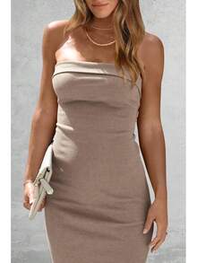Women's Summer Bodycon Maxi Tube Dress Ribbed Strapless Side Slit Long Going Out Casual Elegant Party DressesHalloween Christmas New Year - 條紋海軍白 - 查看 8