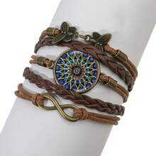 Pulseira de Pedras Preciosas Estilo Boêmio Chique: Estilo Atemporal e Charme Vintage, Couro PU Durável, Exibe Elegância do Dia a Dia