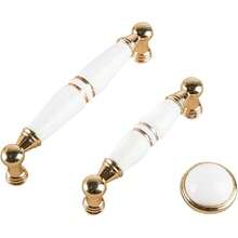2 Pieces Gold Ceramic Handles Simple Handles Cabinet Drawer Door Handles Zinc Alloy (Size: 1136 K Gold - White Porcelain