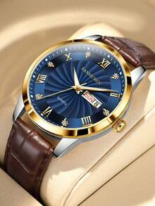 FANSICHEN Jam Tangan Tahan Air Bercahaya Terbaru, Jam Tangan Quartz Pria dengan Kalender Ganda, Dial Besar Ultra Tipis, Cocok untuk Pemakaian Sehari-hari, Hadiah untuk Pria di Hari Raya - Biru - View 13