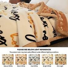 WERVITY Fleece Blanket King Size, Bed Blanket -  Single Ply, Soft And Warm, Thick Raschel Printed Blanket For Autumn,Winter,Bed,Home - nâu và trắng - Xem 3