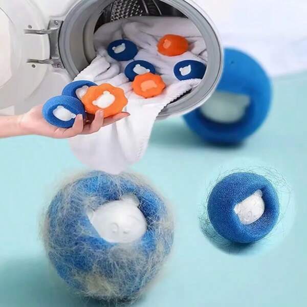 Random Bear Shaped Pet Laundry Sponge, Anti- Pet Hair Remover, Suitable For Washing Machine, Reusable Dryer Balls, Reduce Wrinkles And Save Drying Time