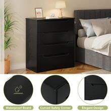 4 Drawer Dresser, White Chest Of Drawers With Large Storage Capacity, Bedroom Dressers And Organizer With Embedded Handles And Sturdy Anti-Tripping Device - 黑色 - 查看 7