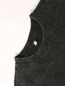 230G Retro Washed Cotton-Shirt, Busch Light Beer Camping Graphic Double-Sided Print, Loose Fit Round Neck, Unisex Summer Streetwear, Outdoor Holiday Fashion New Arrival - 黑色 - 查看 2