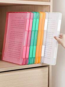 1pc Minimalist Desktop File Storage Box, Transparent Plastic Bill Organizer Box, Minimalist Desktop A4/A5 Paper File Box, Plastic Document Storage Box, School/Home Test Paper Organizer - Multicolor - View 1