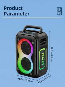 ZEALOT PT02 60W High-Power Wireless Speaker, Portable Outdoor Subwoofer With 1 Speaker, 8000mAh Battery, RGB Lights, Compatible With SD Card/USB/AUX, Supports Dual Speakers, Hands-Free Calling, Suitable For Outdoor Events, Home Parties, Beach Parties