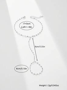 SYMFNY 1pc 925 Silver Minimalist Personalized Bling Bling Lips Chain Ring Bracelet