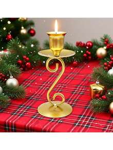 1 Elegant Metal Candle Holder, Wedding Table Fireplace Candle Holder, Fireplace Party Room Decoration, Christmas Table Decoration, Christmas Home Decoration (Candles Not Included)