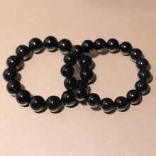 10/12/14/16mm Classic Black Agate Natural Stone Bracelet Men Charms Beaded Elastic Bracelets - 14毫米 - 查看 3