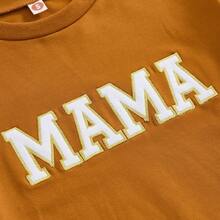 Mommy And Me Matching Outfits Christmas/Halloween Sweatshirts Family Matching Xmas Clothes Long Sleeve Crewneck Mama/Mini Letter Print Sweatshirts Pullover Tops Winter Fall Clothes - màu nâu - Xem 6