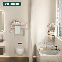 Esquinero para Baño Regadera Ventosa Repisas Sin Taladro Organizador de Regadera Metal de Aluminio Porta Shampoo Antióxido Estante Organizador Baño Blanco Marfil 2 Unidades Tofaney - 3 niveles - Ver 8