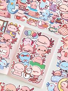 50 件/套可爱墨西哥钝口螈装饰贴纸，适用于马克杯、笔记本、手提包、礼品盒、节日礼物、派对用品、信封 - 彩色 - 查看 6