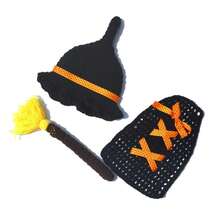 1 Set Handmade Crochet Witch Costume For Newborn Baby, Photography Prop For Halloween