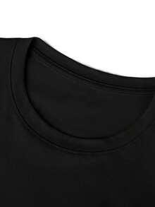 200g Cotton Men's New Round Collar Long Sleeve Print T-Shirt | Outfit Examples | Street Fashion Fun - Black - View 4