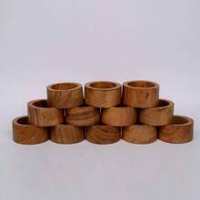 Handmade Acacia Wood Napkin Ring Set Of 12 Dining, Anniversary, Birthday, Napkin Ring Home And Kitchen Dcor - Brown - View 3
