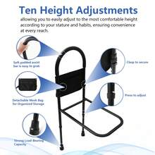 Bed Rails For Elderly Adults Bed Cane- Bed Assist Rail Medical Bed Support Bar Mobility Assistant With Free Storage Bag And Fixing Strap, Bedside Fall Prevention Rail For Seniors,Medical Bed Safety Rail, Bed Assist For Pregnant Women - All Black Bedside Rails - View 7