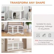PawHut Foldable Wooden Pet Gate W/ 3 Panels 2 Support Feet For Small Dogs White - White - View 3