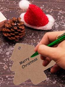 50pcs Gift Tags, Christmas Tags For Presents, Xmas Kraft Gift Tag, Christmas Labels With String, Price Tag, Brown Kraft Labels For Gift Wrapping, DIY Crafts - 4 Colors - Multicolor - View 5