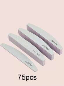 5Pcs/10Pcs Grey Nail Art File Half Moon Buffer Block Double Sided Manicure Files Sticks Nail Salon Tools
