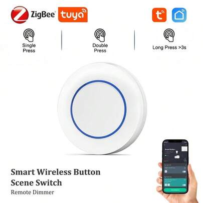 涂鸦Zigbee智能按钮场景开关Zigbee调光按钮多场景联动无线自动控制光幕集线器需要