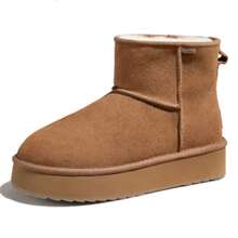 CAMEL CROWN Botas de nieve de caña alta para mujer, zapatos de algodón de invierno cálidos con forro de felpa, estilo retro casual