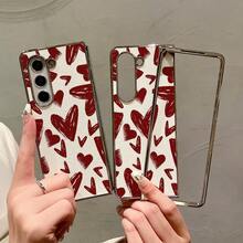 Luxury PU Leather Case, Leather Texture Feel Graphic Hearts Print Foldable Mobile Phone Case Compatible With Sam Galaxy Z FLIP FLOP 3 4 5 6 Gold Plated PC Cellphone Protective Shell Design For MOTO RAZR 40 50 60 ULTRA - Trái tim 7 - Xem 3