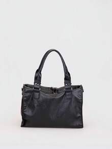 Túi Tote Đeo Vai Phong Cách Đường Phố Dung Tích Lớn Phong Cách Punk Thường Ngày Dây Đeo Vai Dài Có Thể Điều Chỉnh Khóa Kéo Thích Hợp Cho Việc Đi Lại Hàng Ngày Du Lịch Mua Sắm Kỳ Nghỉ Và Các Mục Đích Sử Dụng Khác - màu đen - Xem 8