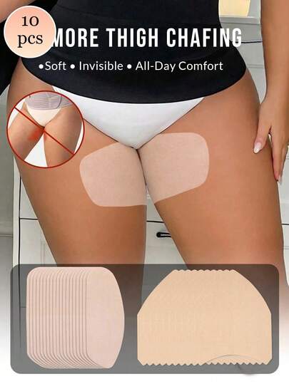 10pcs Women's Sports Anti-Chafing Thigh Bands, Super Thin Disposable Self-Adhesive Breathable Thigh Chafing Guards