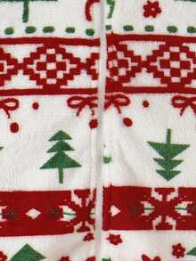 女童毛绒外套2025流行时尚双面绒圣诞树红绿可爱鹿图案拉链连帽长袖外套秋冬 - 白色 - 查看 3