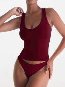 XLLAIS Women's Sexy Sleeveless V-Neck Elastic Fitness Tank Top, Basic Camisole For Summer - Li Zihong - View 7