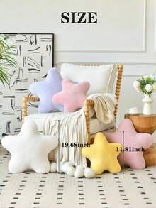 星形枕头，床和沙发的装饰垫，星形枕头，柔软仿兔毛宿舍垫，适合沙发、卧室和客厅的装饰枕头，适用于万圣节和圣诞节装饰。 - 藍色 - 查看 4