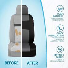 PolyPro Car Covers Full Set In Gray On Black, Front And Rear Split Covers, Easy To Install Car Seats Cover Set And Accessories Auto Trucks Van SUV - Gray - 灰色的 - 查看 6