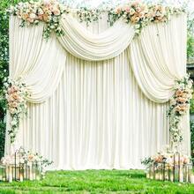 4 Panels Ivory Backdrop Curtains Wedding Party Wrinkle Backdrops Curtain Drapes Fabric Decorations Photo Back Drop Cloth Shower Photography Stage Reception 20ftx 12ftH - 5'(W) x 12'(H), 4 tấm + Ngà - Xem 3